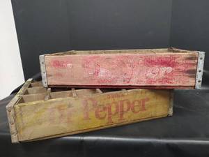 lot 540 image: Vintage Dr Pepper Wooden Bottle Crates