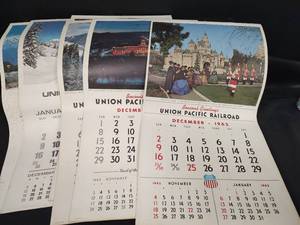 lot 545 image: Vintage Union Pacific Railroad Wall Calendars