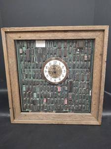 lot 559 image: Circuit Board Wall Clock in Wooden Frame