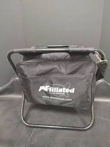 lot 564 image: Affiliated Foods Collapsible Camping Seat with Carrying Strap and Attached Cooler
