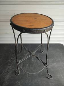 lot 607 image: Antique Soda Fountain Stool wFoot Rest, 24 inches