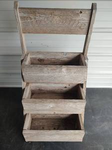 lot 611 image: Wooden Tiered Plant Stand, 18w x 16.5d x 35.5t