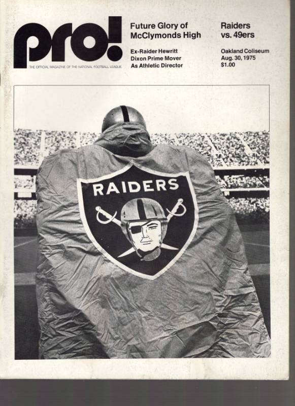 1975 Pro NFL Original Game Program Oakland Raiders Vs. San