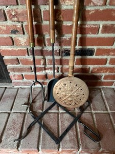 lot 90 image: Fireplace Tools, Copper Bed Pan