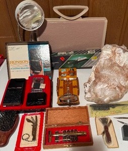 lot 131 image: Vintage Bath Products - Hair Dryer, Razor Kits, Mirror, and MORE