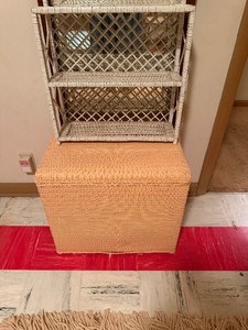 lot 166 image: MCM Wicker Laundry Basket and Shelf
