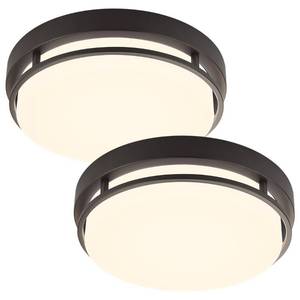 lot 1101 image: Xbuyee 2Pack LED Flush Mount Ceiling Light Fixture 13in 20W, 300040005000K Color Adjustable, Dimmable Ceiling Lamp for Kitchen, Hallway, Stairwell, Oil Rubbed Bronze, ETL