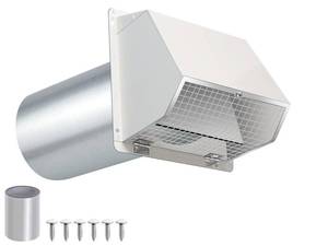 lot 1103 image: 4 Inch Dryer Vent Cover Outside Hooded Wall Vent with Screen and Damper, Exhaust Vent Wall Mount Exterior Wall Vents Cover Cap for Dryer VentilationandOutdoor Air Exhaust,Galvanized Steel,White