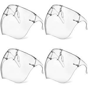 lot 1104 image: Earthroma 4 Pack Face Shield with Glasses, Face Mask Shield Anti-Fog Clear Ultra Clear Reusable Protective Plastic Face Shield Mask Droplet Splash Guard for Women Men Kids