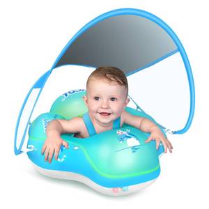 lot 1117 image: LAYCOL Baby Pool Float with Canopy UPF50, 5 Point Safety Buckle No Flip Over, Inflatable Toddler Floaties Infant Pool Floats with Double Air Chambers, Baby Beach EssentialsTraval for 3-36M Blue S