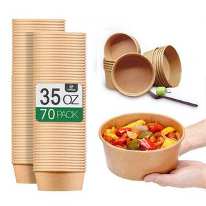 lot 1120 image: TOPtoper 35 Oz Large Paper BowlsWITHOUT LIDS 70 Pack Disposable Soup Bowls Plastic Free Party Supplies for HotCold Food, Soup (35 OZ)