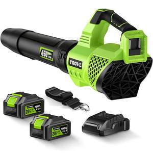 lot 1124 image: Leaf Blower Cordless, 650CFM Electric Leaf Blowers with 2 x 5.2Ah Batteries and Charger, 3 Speed Modes, 1 x Adjustable Shoulder Strap, Powerful Blowers for Lawn Care, Patio, Dust, Blowing Leaves