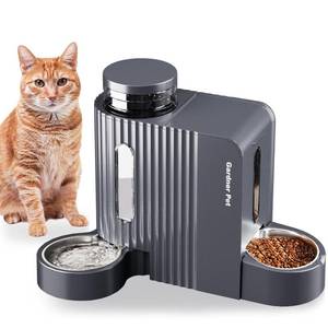 lot 1125 image: Gardner Pet Automatic Gravity Cat Food Feeder and Water Dispenser Stainless Steel Two-in-One Set Large Capacity Dispenser for Pets Dogs, Puppies, Kittens-(0.8 Gallons x 2)