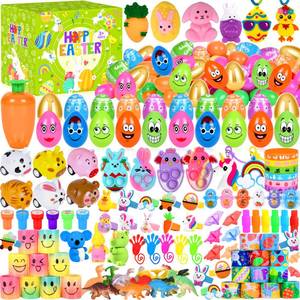 lot 1126 image: Colorful Prefilled Plastic Easter Set, 110 Plactic Eggs Filled with 220 Assorted Toys Stickers Party Favors for Kids Boys Girls Toddlers Easter Eggs Hunt Basket Filler Stuffers Supplies