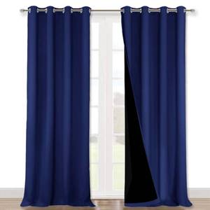 lot 1132 image: NICETOWN 100% Blackout Blinds, Laundry Room Decor Window Treatment Curtains, Thermal Insulated Energy Smart Drapes and Draperies for Villa, Hall and Studio, Royal Blue, Set of 2, 52 inches x 95 inches