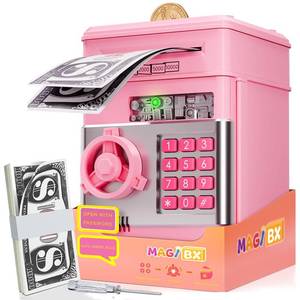 lot 1138 image: Kids Piggy Bank for Girls - Toys for 5 6 7 8 9 10 Year Old Girl Birthday Gifts - Electronic Piggy Bank ATM Machine Money Safe for Kids Toys Age 6-8-10