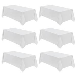 lot 1959 image: VidaFete Table Cloth 6 Pack 90  132inch Rectangle Tablecloth Polyester, Stain Wrinkle Resistant Polyester Dining Table Cover for Kitchen Dinning Party Wedding Rectangular Tabletop Decoration(White)