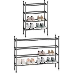 lot 1961 image: STORAGE MANIAC Expandable Shoe Rack, 16 Pairs Stackable Small Shoe Rack, Metal Adjustable Shoes Organizer for Closet, Entryway, Hallway, Garage, Front Door, Shoes Shelves, Black 4 Tier