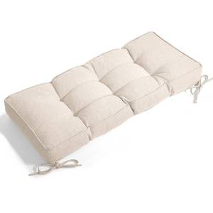 lot 1969 image: Detiblue Bench Cushion for Indoor Furniture36x14x4Inch Tufted Bench Seat Cushion with Non-Slip, Comfortable and Durable for ShoeEntrywayStorage with CushionCrossLinen Beige