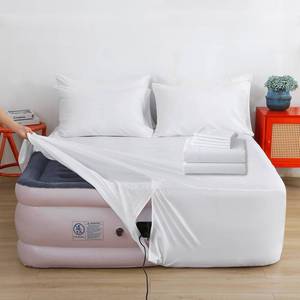 lot 1971 image: Air Mattress Sheet Set Queen Size,6 Piece Deep Pocket Bed Sheet Set for 16-24 Inch Air Bed,Easy Inflate Access,Perfect for Guest Room, RV, Camping,White