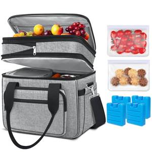 lot 1972 image: Coobiiya 23L Large Expandable Insulated Lunch Bag Cooler BagLunch Box for Men Double Deck LeakproofHeavy Duty LunchBag with 4 Ice Packsand10 Snack Cooler Bags for Camping, Travel, Kayaking and Beach