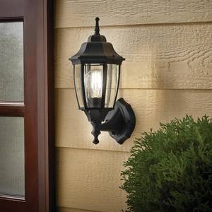 lot 1977 image: MULANDI Photocell-Controlled Outdoor Wall Light � Die-Cast Aluminum and Glass Water-Resistant Exterior Fixture, Wet Location Rated, E26 Base (60W Max) for Porch, Garage, GardenBlack