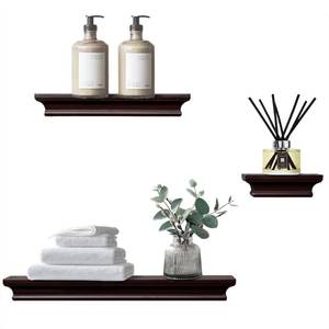 lot 1982 image: AHDECOR Modern Storage Floating Shelves, Perfect for Enhancing Decor and Organization in Any Room, Espresso Brown, Set of 3