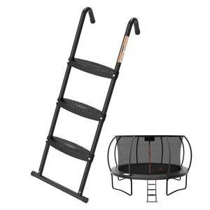 lot 1990 image: Gardenature Trampoline Ladder 3 Step with Wide Flat Steps, Universal Trampoline Stairs for Kids, Rust-Resistant Heavy Duty Trampoline Accessories for 10 12 14 16 FT Round and Rectangle Frames, Black