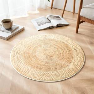 lot 1995 image: Asrug Faux Jute Round Rug Area Rug Washable Non-Slip Circle Rug Soft Plush Touch Circle Rugs Round for Kitchen Bathroom Living Bedroom Nursery, Carpet Low Pile 2ft 24 inch61 cm Brown