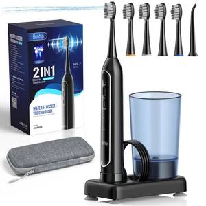 lot 1996 image: Electric Toothbrush with Water Flosser Combo for Teeth Brushing and Flossing, Sonic Electric Toothbrush for Adults, Cordless Water Flosser for Home and Travel, Portable Travel Case Included