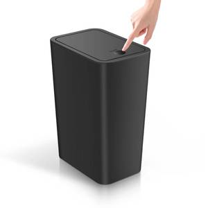 lot 1998 image: TIPGO Bathroom Trash Can with Lid, 4 Gallon  15 Liter Small Garbage Can, Press Top Bin, Plastic Wastebasket with Pop-Up Lid for Bedroom, Living Room, Office (Black)
