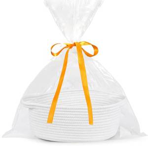 lot 2013 image: ABenkle Small Basket Empty Gift Basket, Decorative Boho Rope Woven Nursery Storage Organizer Dog Toy Baskets for Baby Showers Christmas Easter with Gift Bags and Ribbons, 12inX 8in X 5in