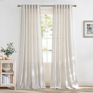 lot 2456 image: NICETOWN Linen Curtains 96 inch Long 2 Panels Set, 55in Wide Thick Organic Flax Linen Blend Privacy Window Drapes Rod Pocket and Back Tab with Light Filtering for BedroomLiving Room, W55 x L96