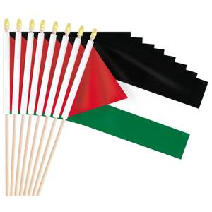 lot 2473 image: Pack of 20, Handheld Palestinian Flags 5x8 Inch � Small Palestine Flag on Wood Sticks with Gold Spear Top, Mini Palestinian Flags for Parades, Decorations, Cultural Events, National Celebrations