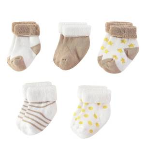 lot 2487 image: MAMIMAKA Unisex Baby Terry Socks 5-Pack for Baby boy and girl 0-12 Months Warm Cotton Socks