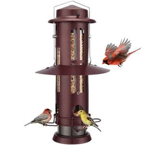 lot 2491 image: Kingsyard Squirrel Proof Bird Feeders with Weight-Activated Perches, Metal Wild Bird Feeder for Outdoors Hanging, 3 lb Large Seed Capacity, Antique Copper