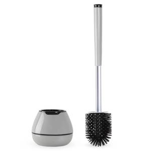 lot 2493 image: BOOMJOY Toilet Brush and Holder Set, Silicone Toilet Bowl Cleaner Brush, Toilet Scrubber Brush with Tweezers for Bathroom Cleaning, RV Accessories and House Organization Must-Haves - Gray