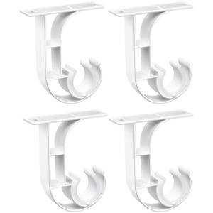 lot 2497 image: TOKPLNU Ceiling Curtain Rod Holder, Heavy Duty Curtain Rod Brackets White Ceiling Curtain Rods Hooks Hangers 4 Pack Single Curtain Rod Support for 1 Inch Drape Poles