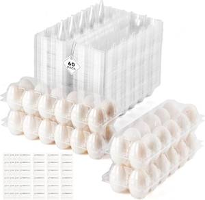 lot 3219 image: YIFIHGE 60 Pack Duck Egg Cartons Jumbo Egg Cartons Cheap Bulk with Sticker Labels Clear Empty Plastic Egg Containers Extra Large for Home Ranch Farm Commercial Market Display, 26 Grids