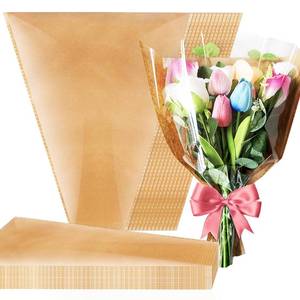 lot 4059 image: Srmayyi 100 PCS Flower Bags for Bouquets, Kraft Flower Wrapping Bags, Floral Wrapping Paper, 15.8in x 13.8in x 3.9in for Multiple Occasions