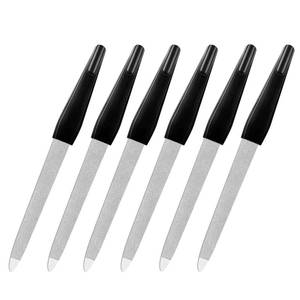 lot 4061 image: Fingernail Files (6 Pack), Metal Nail Files for Natural Nails Stainless Steel 6 Inch Nail File with Sharp Pointed Tip Non Slip Handle, Finger Nail Filers for Women Sapphire Grit Sword Diamond Black