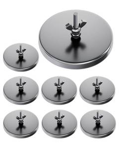 lot 4075 image: EilxMag 8Pack 3.2in Strong Round Base Magnet, 100LBS Heavy Duty Magnets with 0.27in Center Hole for mounting, Magnetic Flag Holder with Assemblable M6 Bolt nut washers and Wing nuts for Wire Loop Flags
