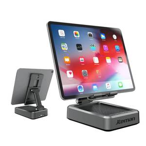 lot 4078 image: Jteman Wireless Bluetooth Speaker Tablet Stand, Adjustable with Bluetooth Speakers,Gifts for Women Men,Kitchen Gadget for Men,Compatible with Phones and Tablet (4.0-12.9ftft) - Graphite