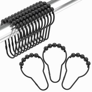 lot 4090 image: Amazer Black Shower Curtain Hooks, Decorative Shower Curtain Hooks, Shower Hooks for Shower Curtain Rust Proof Stainless Steel Shower Curtain Hooks Set of 12