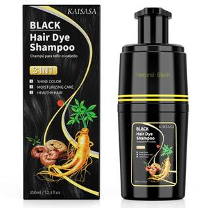 lot 4091 image: KAISASA Black Hair Dye Shampoo 3 in 1, Hair Color Shampoo for Cover Grey Hair, Natural with Herbal Ingredient for Men and Women (Black)