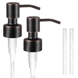lot 4104 image: Komashr 2PC Soap Dispenser Lids - Stainless Steel Replacement Pump with Waterproof Label Stickers 4 Pack Tubes Fit 28400 Thread Neck Bottlesfor Dish Soap, Lotions, Conditioner,Shampoo (ORB)