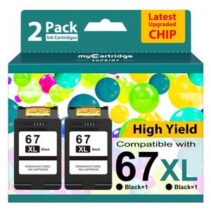 lot 4108 image: 67XL Black Ink Cartridge for HP Ink 67 Replacement HP 67 Black Ink Cartridge HP67 HP67XL Envy 6055e 6000 6455e 6400 6458e DeskJet 2755e 2700 2700e 2752e 2734e 4155e 4100e Printer Ink HP 67 XL
