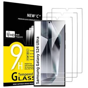 lot 4109 image: NEWftC 3 Pack Designed for Samsung Galaxy S24 Ultra Screen Protecto, (No for S24S24 Plus), Tempered Glass, Case Friendly Scratch-proof, Bubble Free, Ultra Resistant