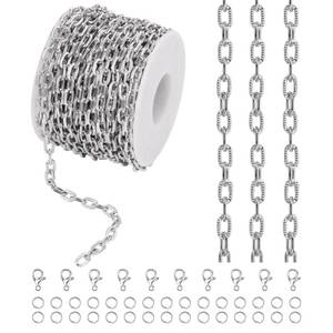 lot 4123 image: UMAOKANG 10 Meters Aluminum Jewelry Making Chains Bulk Embossed Paperclip Chain for Jewelry Making Jewelry Supplies Findings