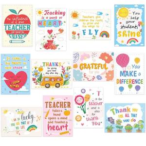 lot 4126 image: GRADESIN 24 Pack Teacher Appreciation Cards Bulk with Envelopes - 300GSM Thick and Blank Thank You Cards for Teacher Appreciation Week
